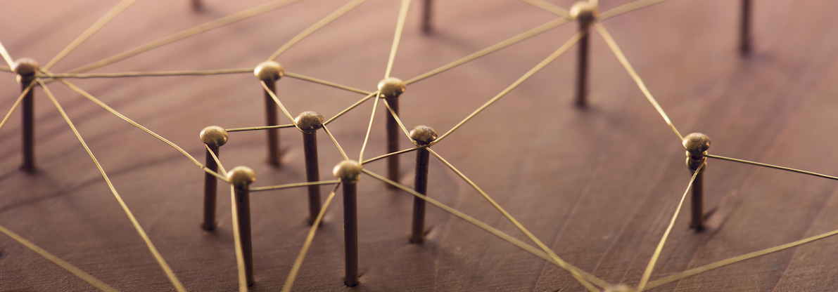Virtual meetings - pins showing a network